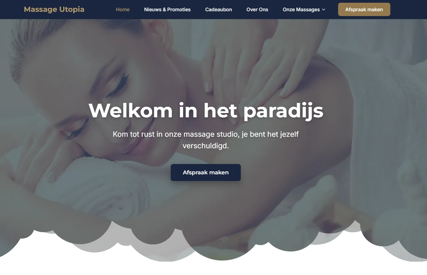 Nieuwe website Massage Utopia - modern, donkerder, prominentere CTA